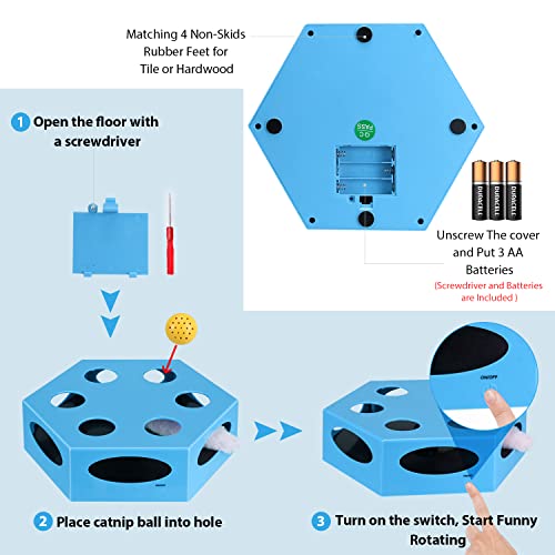 WINGPET Interactive Cat Toys Electronic - Newest Version Smart Motion Cat Toy Automatic with Worm Tail & Catnip Ball Random Rotating, Pet Kitten Stimulation Toys (Auto Off Timer, Battery Included)