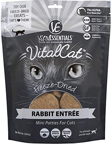 VITAL CAT Rabbit Mini Patties Freeze-Dried Grain Free Cat Food 8 OZ