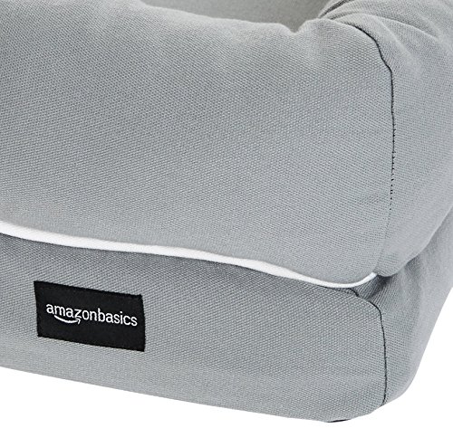 AmazonBasics Memory Foam Bolster Dog Bed, Small (25 x 20 Inches), Grey