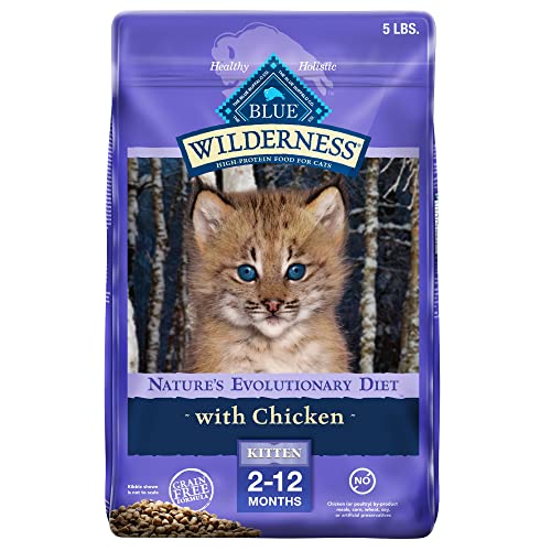 Blue Buffalo Wilderness High Protein Grain Free, Natural Kitten Dry Cat Food, Chicken 5-lb