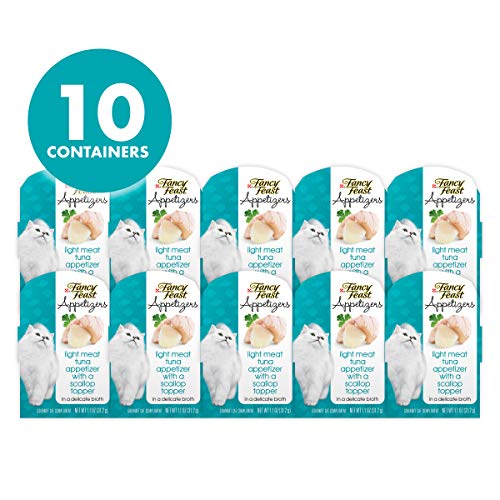 Purina Fancy Feast Wet Cat Food Complement, Appetizers Light Meat Tuna With a Scallop Topper - (10) 1.1 oz. Trays