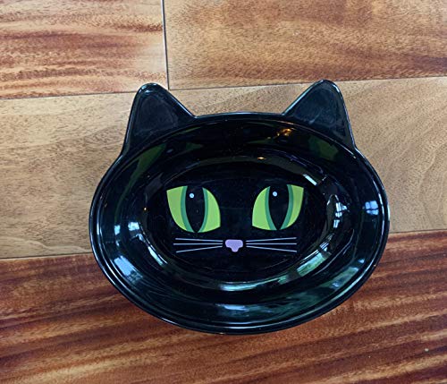 PetRageous Oval Frisky Kitty Pet Bowl, 5.5-Inch, Black