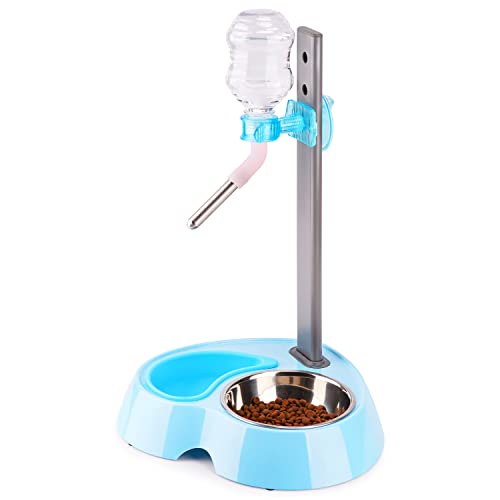 Super Design Multifunctional Automatic Feeders Dispenser - Portion Control Water Dispenser Bowl for Dogs & Cats, Mess Free, No More Dripping Beard Light Blue