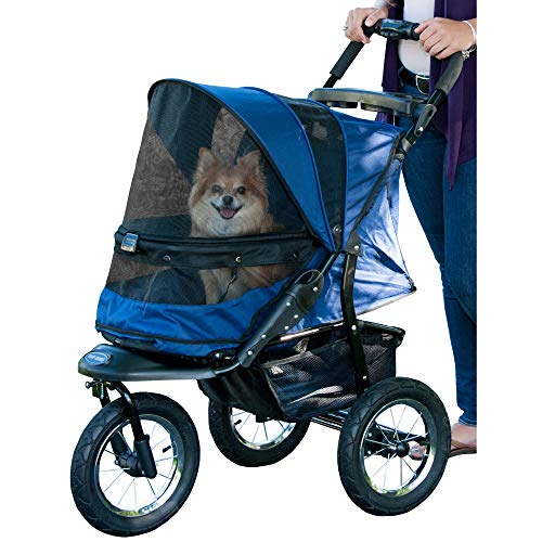 Pet Gear No-Zip Jogger Pet Stroller for Cats/Dogs, Zipperless Entry, Easy One-Hand Fold, Air Tires, Cup Holder + Storage Basket, Midnight River