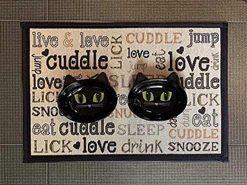 PetRageous Oval Frisky Kitty Pet Bowl, 5.5-Inch, Black