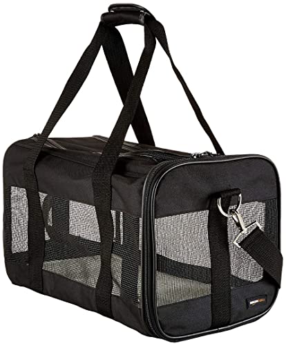 Amazon Basics Soft-Sided Mesh Pet Travel Carrier, Medium, 17 x 10 x 10 Inches, Black