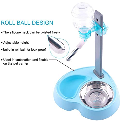 Super Design Multifunctional Automatic Feeders Dispenser - Portion Control Water Dispenser Bowl for Dogs & Cats, Mess Free, No More Dripping Beard Light Blue