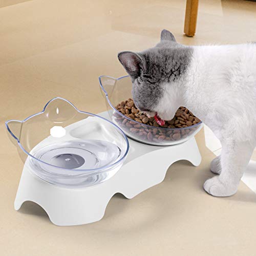 Elevated Tilted Cat Food Bowls for Indoor Cats