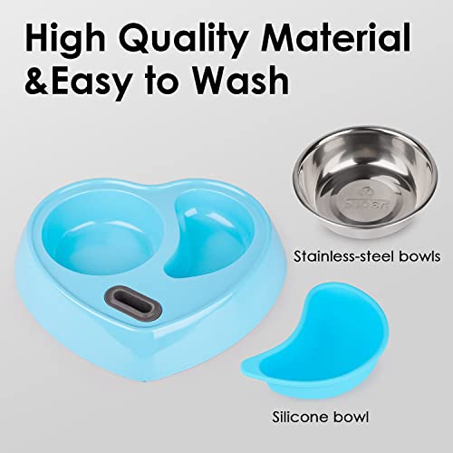 Super Design Multifunctional Automatic Feeders Dispenser - Portion Control Water Dispenser Bowl for Dogs & Cats, Mess Free, No More Dripping Beard Light Blue