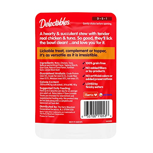 Hartz Delectable Stew Lickable Treat, Chicken and Tuna,1.4 Oz, Pack of 12