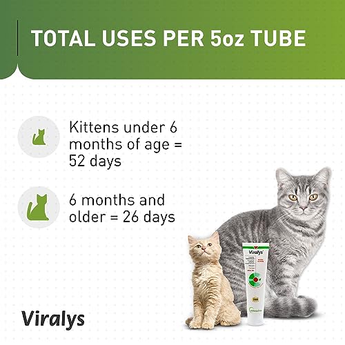 Vetoquinol Viralys Gel L-Lysine Supplement for Cats, 5oz - Cats & Kittens of All Ages - Immune Health - Sneezing, Runny Nose, Squinting, Watery Eyes - Palatable Maple Flavor Lysine Gel