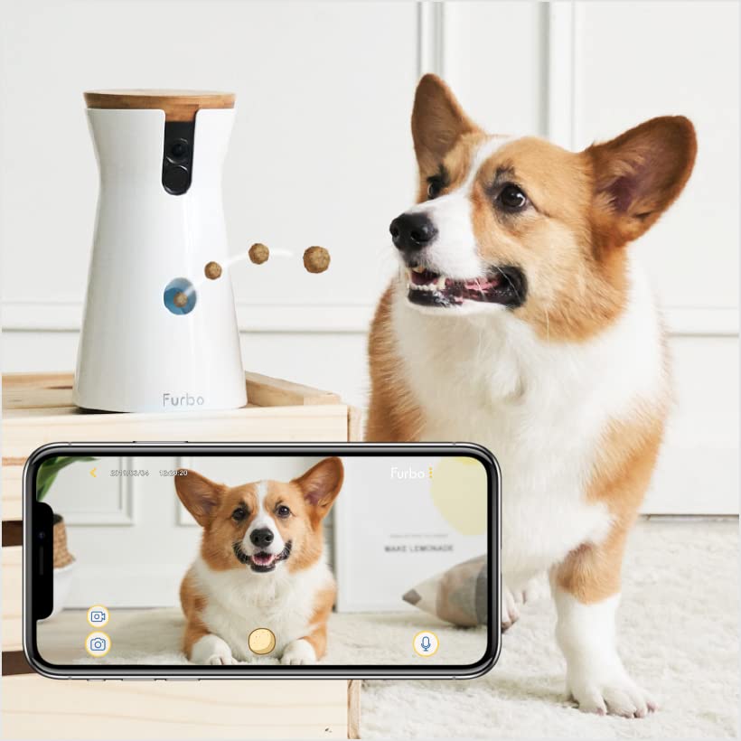 Furbo Dog Camera: Treat Tossing, Full HD Wifi Pet Camera and 2-Way Audio, Designed for Dogs, Compatible with Alexa (As Seen On Ellen), white (001-01WHTOA-1)