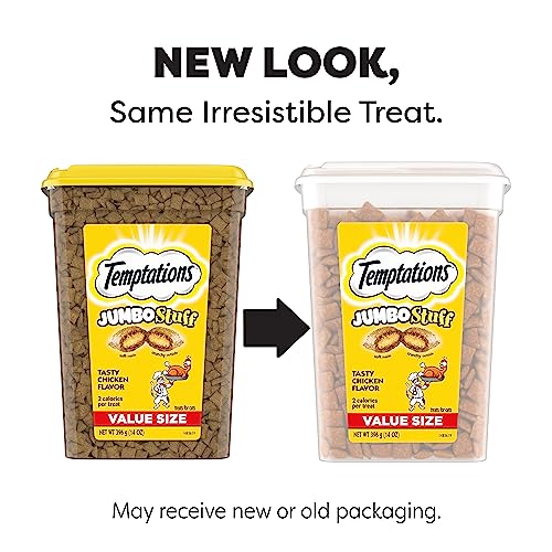 TEMPTATIONS Jumbo Stuff Cat Treats, Tasty Chicken Flavor, 14 oz. Tub