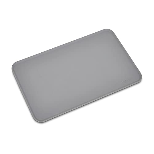 AmazonBasics Waterproof Anti-Slip Silicone Pet Food and Water Bowl Mat - Pack of Two, 18.5 x 11.5 Inches, Grey