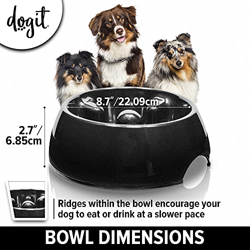 Dogit Go Slow Anti-Gulping Dog Bowl, Slow Feeding Dog Dish Suitable for Wet or Dry Food, Medium, Black