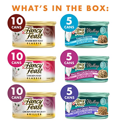 Purina Fancy Feast Wet Cat Food Variety Pack, Poultry & Beef Collection - (45) 3 oz. Cans