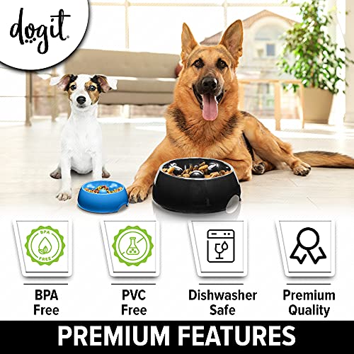 Dogit Go Slow Anti-Gulping Dog Bowl, Slow Feeding Dog Dish Suitable for Wet or Dry Food, Medium, Black