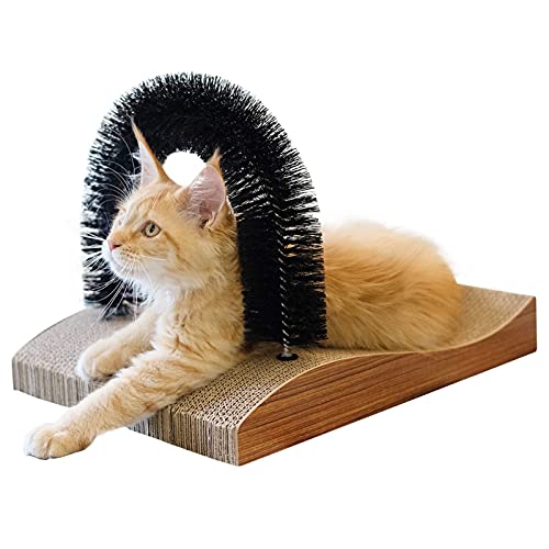 FUKUMARU Pet Fur Grooming Cat Scratching Pads, Cats Self Groomer Massager Scratcher Toy Brush
