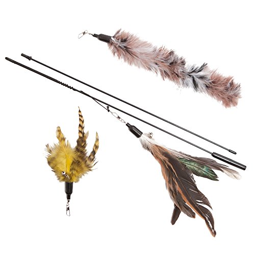 The Natural Pet Company Feather Wand Cat Toy (Includes 3X Feather Refills), These Natural Feathers are Guaranteed to Drive Your Cat Wild