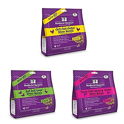 Stella & Chewy'S Freeze-Dried Raw Dinner Cat Food Variety Pack Of 3 (Chicken, Duck And Salmon & Chicken), 3.5 Oz. Each