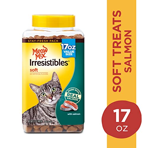 Meow Mix Irresistibles Soft Cat Treats, Salmon, 17 Ounces (Pack of 4)