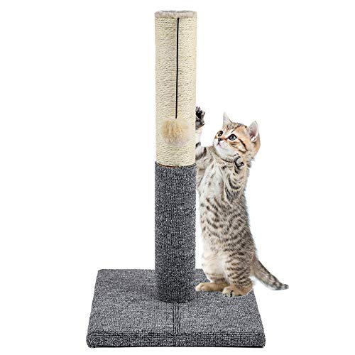 Akarden 20.5'' Tall Cat Scratching Post, Kitty Scratching Post with Hanging Ball, Durable Cat Scratcher Pole with Sisal Rope