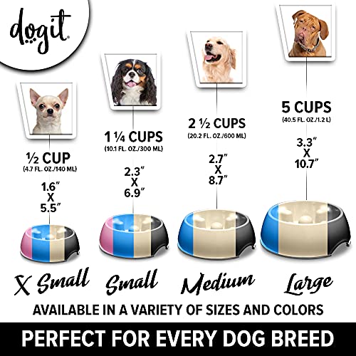 Dogit Go Slow Anti-Gulping Dog Bowl, Slow Feeding Dog Dish Suitable for Wet or Dry Food, Medium, Black
