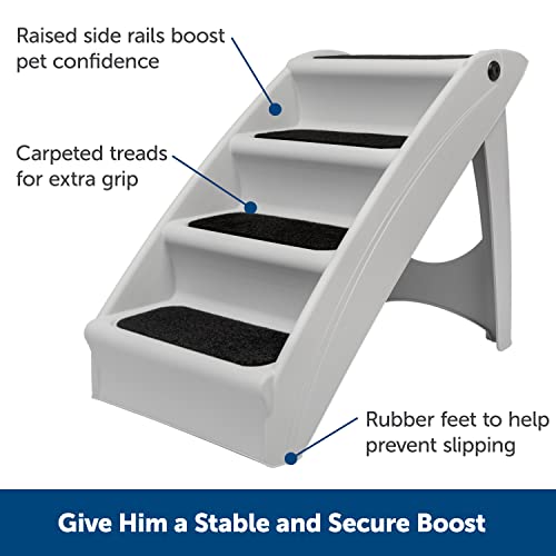 PetSafe CozyUp Folding Pet Steps - Lightweight and Easy to Carry - Protect Your Dog's Joints - High Traction Surface for No-Slip Access - Extra Large - Grey