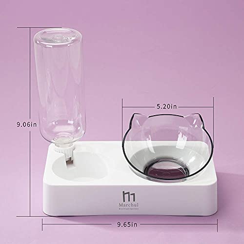 Marchul Tilted Cat Food Bowl with Feeding Mat