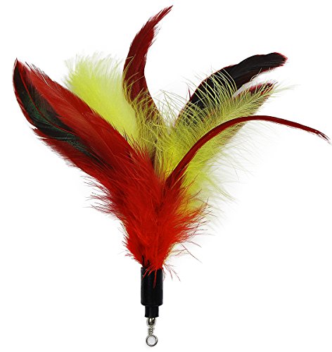 EcoCity Cat Wand Feather Refills for Interactive Cat and Kitten Wands Include 6 Pieces Replacement Feathers and 1 Soft Furry Tail (7 Pieces)