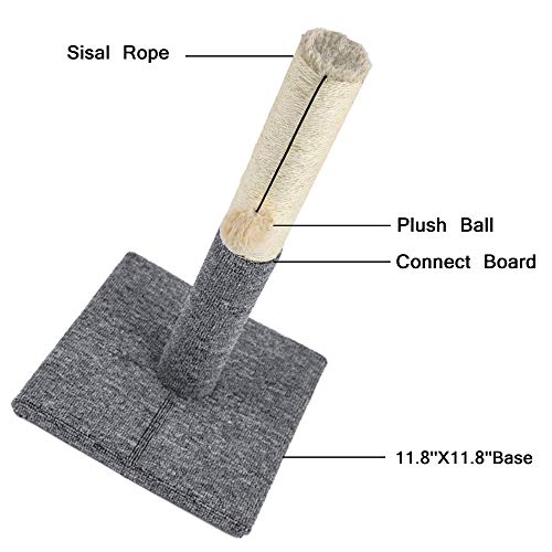 Akarden 20.5'' Tall Cat Scratching Post, Kitty Scratching Post with Hanging Ball, Durable Cat Scratcher Pole with Sisal Rope
