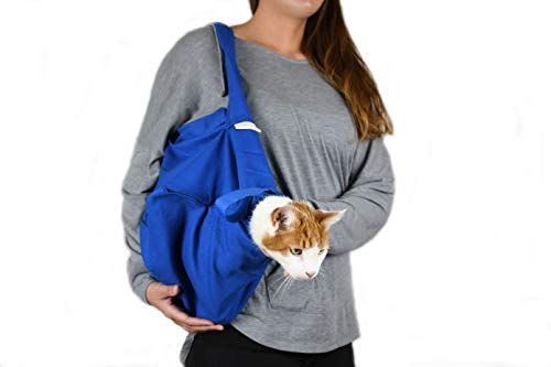 Cat-in-The-Bag XS Cobalt Blue Cozy Comfort Carrier - Cat Carrier and Grooming Bag for Vet Visits, Medication Administration, Dental Care, Bathing, Nail Trimming and Car Travel