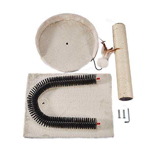 PEEKAB Cat Scratching Post with Cat Tower Tree and Cats Arch Self Groomer Massager Brush Kitty Ball Toys for Kittens and Small Cats