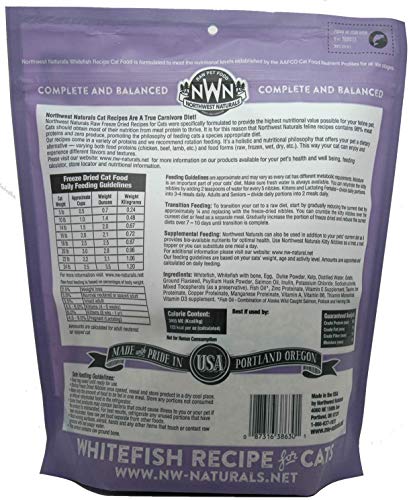 Northwest Naturals 2 Pack of Freeze-Dried Whitefish Raw Food for Cats, 11 Ounces Each