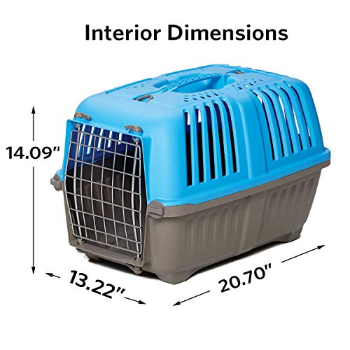 Pet Carrier: Hard-Sided Dog Carrier, Cat Carrier, Small Animal Carrier in Blue| Inside Dims 20.70L x 13.22W x 14.09H & Suitable for Tiny Dog Breeds | Perfect Dog Kennel Travel Carrier for Quick Trips