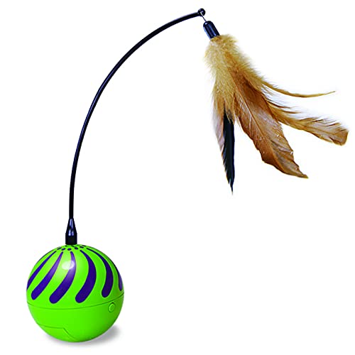 SmartyKat Feather Whirl Electronic Motion Cat Toy, As Seen On TV (9621), green