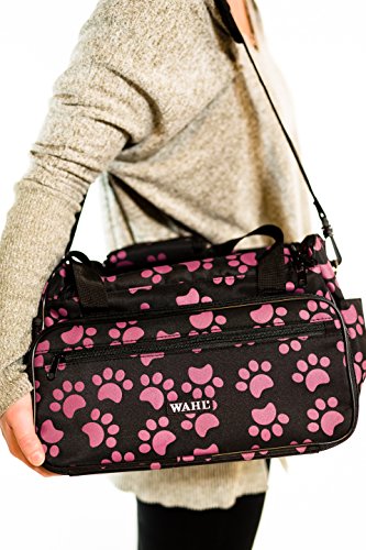 Wahl Professional Animal Travel Tote Bag with Zipper, Berry Paw Print Design (#97764-400), 9 Inches -Berry