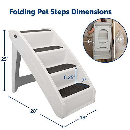 PetSafe CozyUp Folding Pet Steps - Lightweight and Easy to Carry - Protect Your Dog's Joints - High Traction Surface for No-Slip Access - Extra Large - Grey