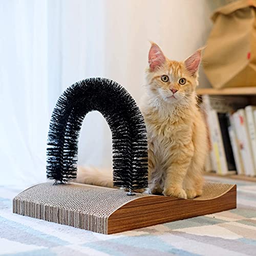FUKUMARU Pet Fur Grooming Cat Scratching Pads, Cats Self Groomer Massager Scratcher Toy Brush