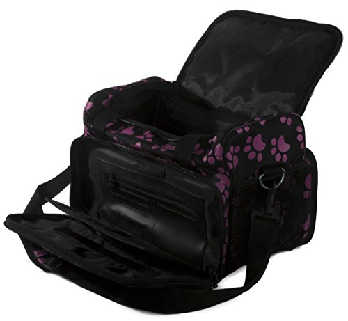 Wahl Professional Animal Travel Tote Bag with Zipper, Berry Paw Print Design (#97764-400), 9 Inches -Berry