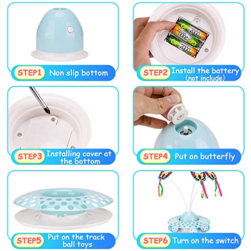 Cat Toys - Funny Automatic Electric Rotating Butterfly & Ball Exercise Kitten Toy,Interactive Cat Teaser Toys for Indoor Cats (Feather Toys)