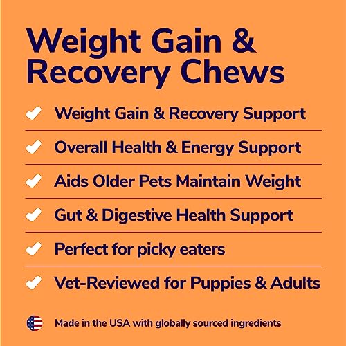 Miracle Vet Weight Gaining Chews for Dogs & Cats. 3,000 Calories per Bag. High Calorie Dog Treats for Weight gain & Health.