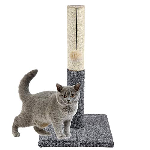 Akarden 20.5'' Tall Cat Scratching Post, Kitty Scratching Post with Hanging Ball, Durable Cat Scratcher Pole with Sisal Rope
