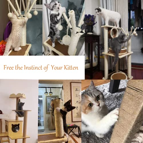 Cat Natural Sisal Rope for Scratching Post Tree Replacement, Hemp Rope for Repairing, Replacement Cat Tree and Tower (6mm 66Ft)