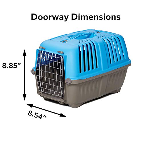 Pet Carrier: Hard-Sided Dog Carrier, Cat Carrier, Small Animal Carrier in Blue| Inside Dims 20.70L x 13.22W x 14.09H & Suitable for Tiny Dog Breeds | Perfect Dog Kennel Travel Carrier for Quick Trips