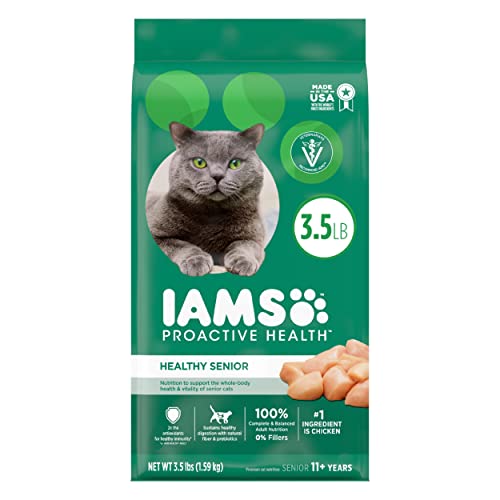 IAMS PROACTIVE HEALTH HEALTHY SENIOR Dry Mature Cat Food with Chicken Cat Kibble, 3.5 lb. Bag