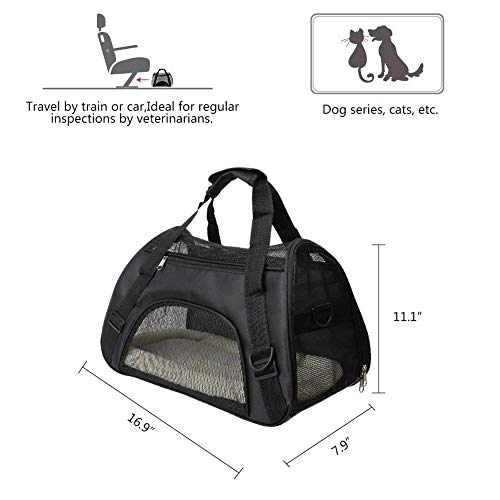 Cuby Soft Sided Pet Carrier?Comfort for Airline Travel for Small Animals/Cats/Kitten/Puppy (S, Black)