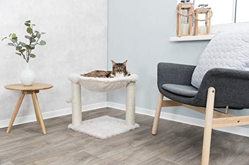Trixie Baza Scratching Post with Hammock XXL, Dangling Pom-Pom, for Large Cats, Cream (44552)