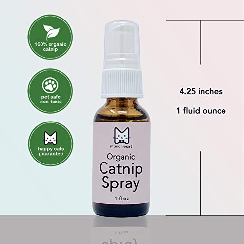 munchiecat Organic Catnip Spray for Cats, USA Grown, Potent Liquid Cat Nip in 1 oz Bottle (1 oz)