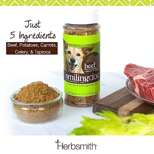 Herbsmith Kibble Seasoning  Freeze Dried Beef  Dog Food Topper for Picky Eaters, 4.5 oz
